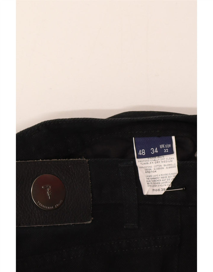 Męskie proste dżinsy Trussardi IT 48 Medium W32 L30 Czarna bawełna