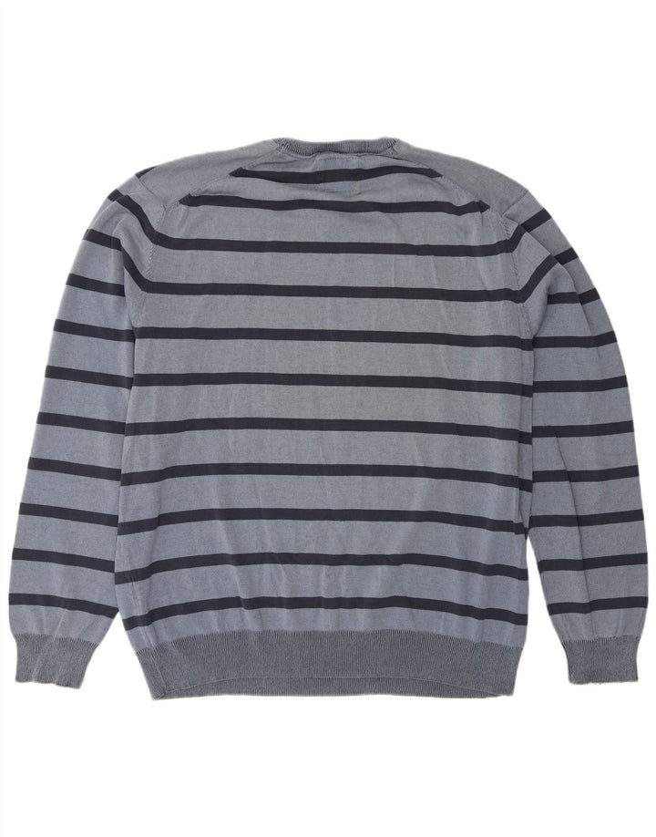 Męski sweter z okrągłym dekoltem Canda 2XL w niebieskie paski