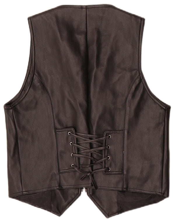 Vintage damska kamizelka skórzana UK 20 2XL czarna