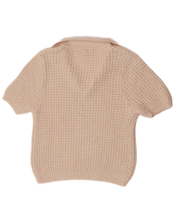 Damski sweter polo z krótkim rękawem Topshop UK 10, mały w kolorze złamanej bieli