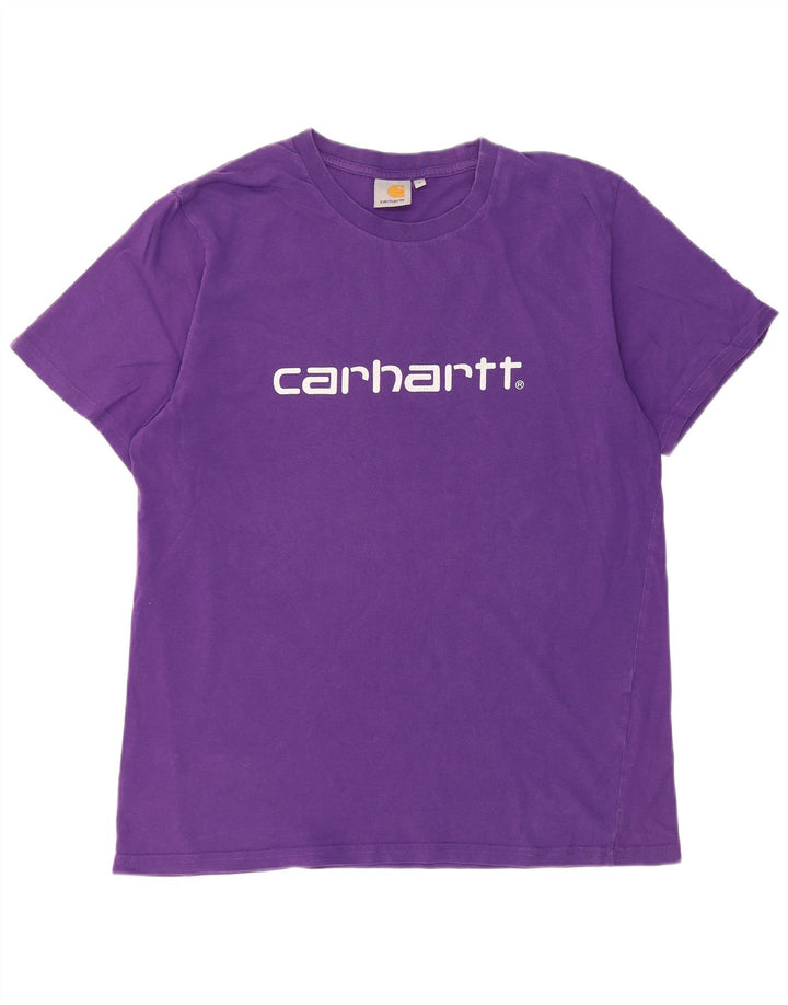 Męski T-shirt z grafiką Carhartt, duży, fioletowy