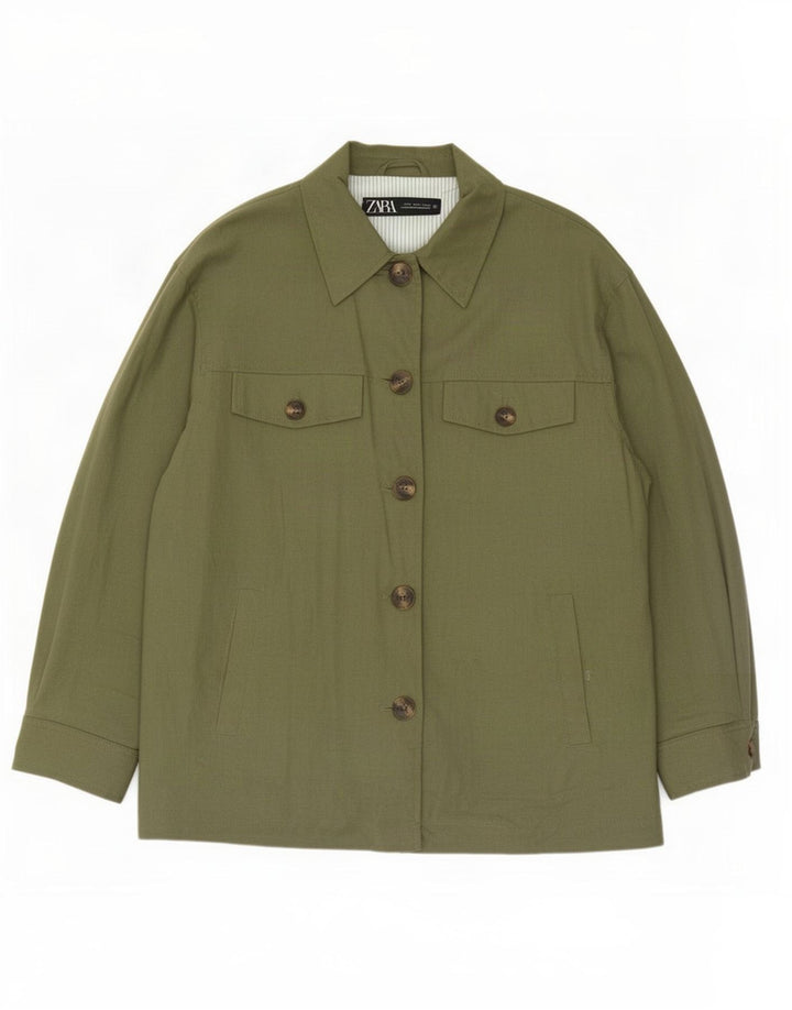 Damska kurtka oversize Utility Zara UK 14 w kolorze średniej zielonej wiskozy