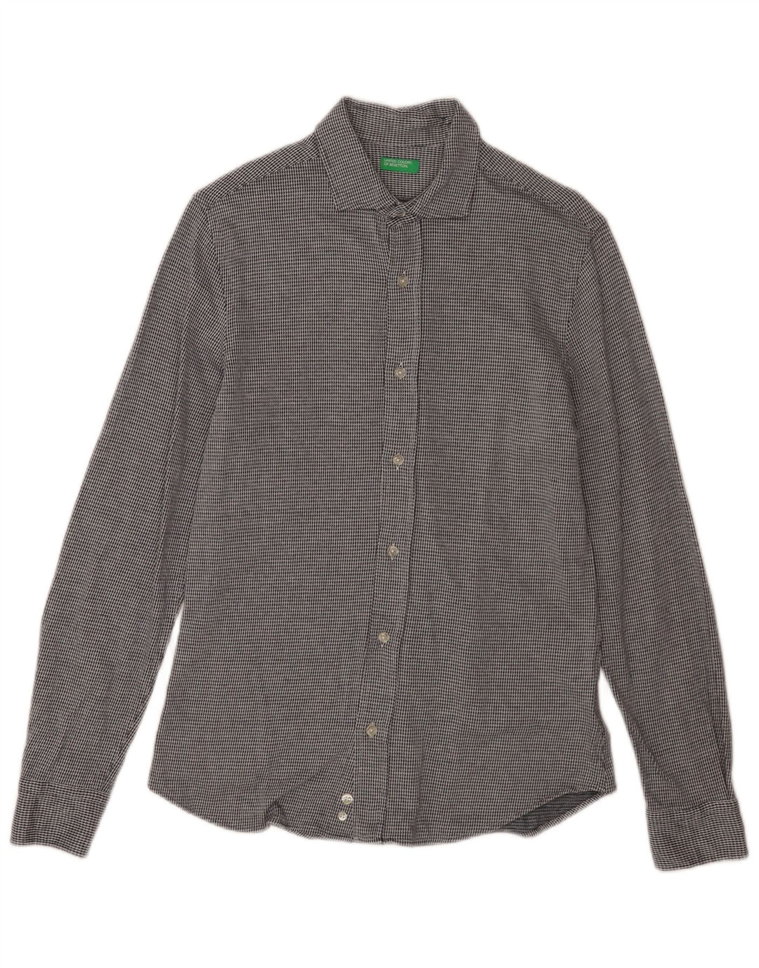 Koszula męska Benetton, średnia szara, bawełniana w pepitkę