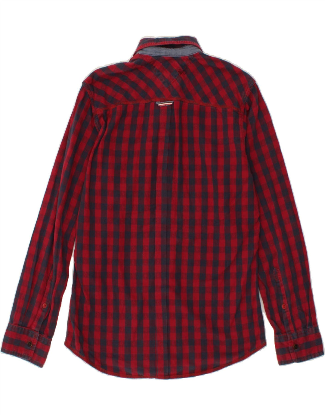 TOMMY HILFIGER Mens Flannel Shirt Medium Red Gingham Cotton Vintage Tommy Hilfiger and Second-Hand Tommy Hilfiger from Messina Hembry 