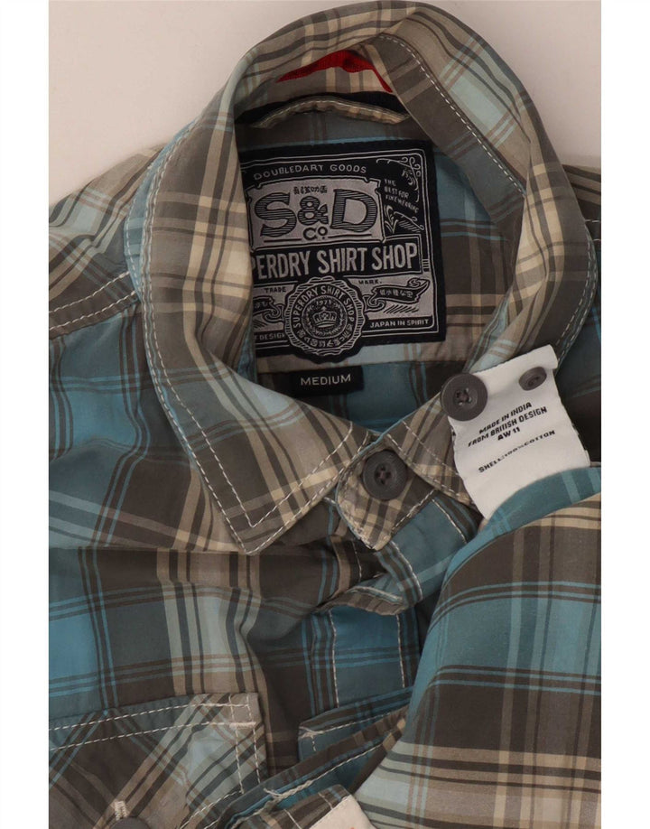 Koszula męska Superdry, bawełniana, w średnią niebieską kratę