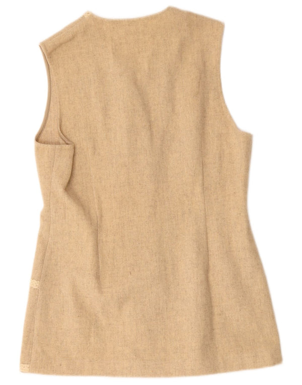 Vintage Womens Waistcoat UK 14 Medium Beige Wool