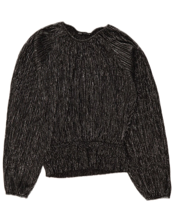 Damska bluzka oversize z długim rękawem ZARA UK 10 w małe czarne paski