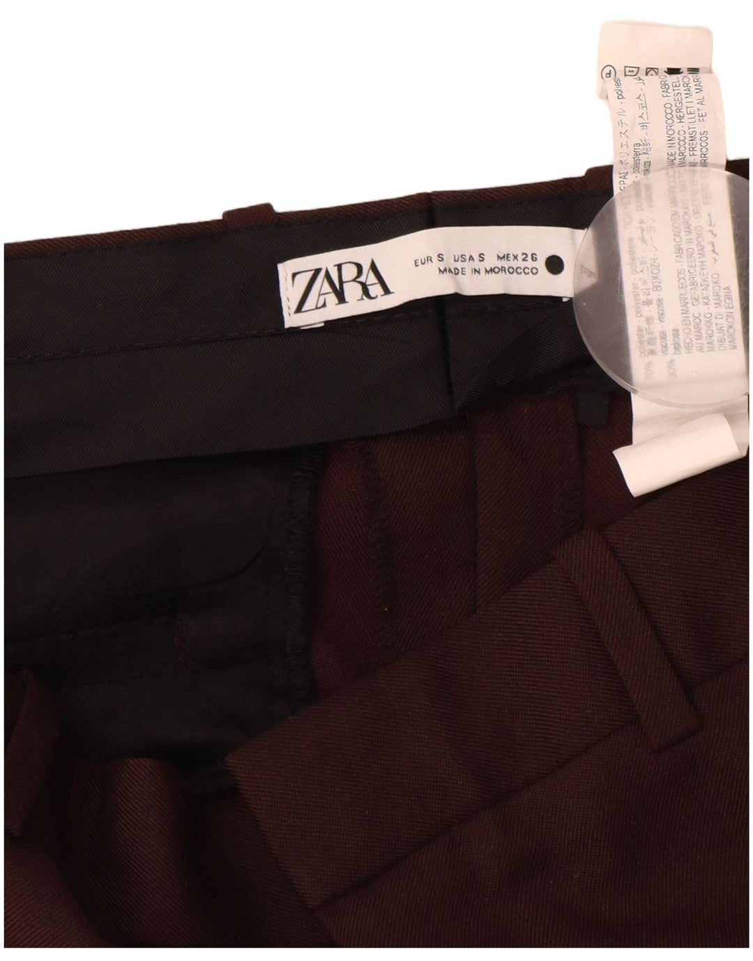 Proste spodnie chino Zara, małe, W26 L28, brązowe, poliestrowe