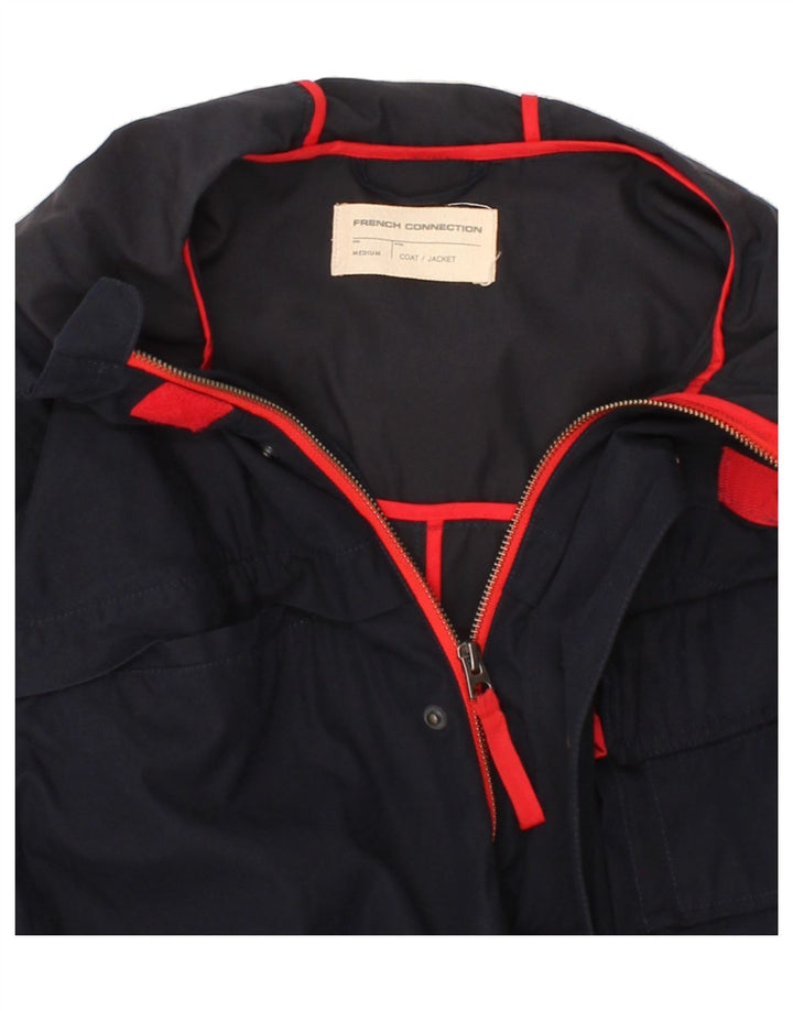FRENCH CONNECTION Mens Hooded Windbreaker Jacket UK 38 Medium Navy Blue Vintage French Connection and Second-Hand French Connection from Messina Hembry 