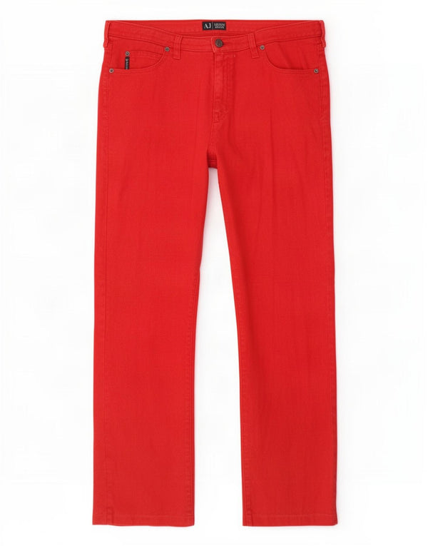 Spodnie damskie Armani Straight Casual W32 L29 Czerwone lniane
