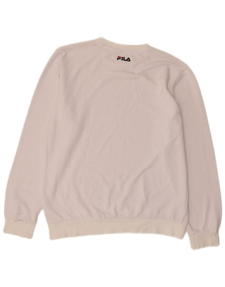 FILA Męska bluza z grafiką, duża, biała, bawełniana