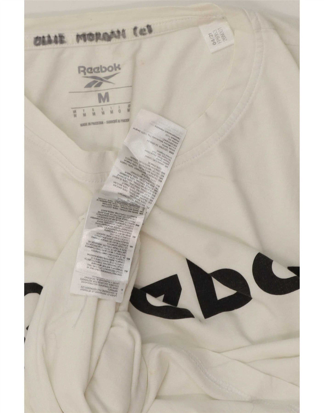 Męska koszulka z grafiką Reebok Top, średnia, biała bawełna