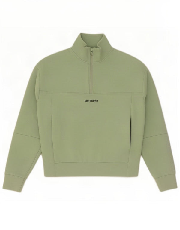 Damski sweter oversize Superdry z grafiką i zamkiem błyskawicznym, UK 6 XS, zielony