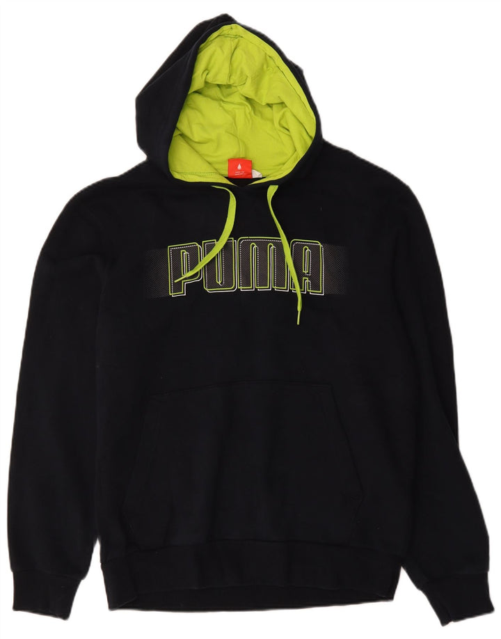 Męski sweter z kapturem Puma z grafiką, średni granatowy, bawełniany