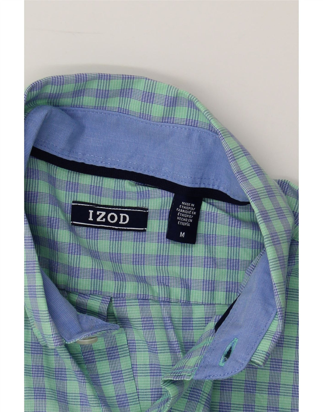 IZOD Mens Shirt Medium Green Check Cotton Vintage Izod and Second-Hand Izod from Messina Hembry 