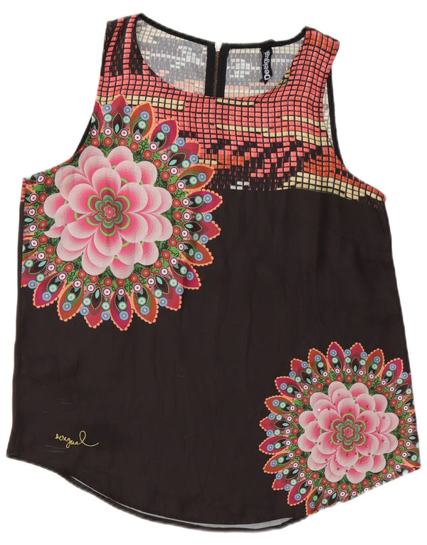 Damska bluzka bez rękawów Desigual Top UK 16, duża, czarna w kwiaty