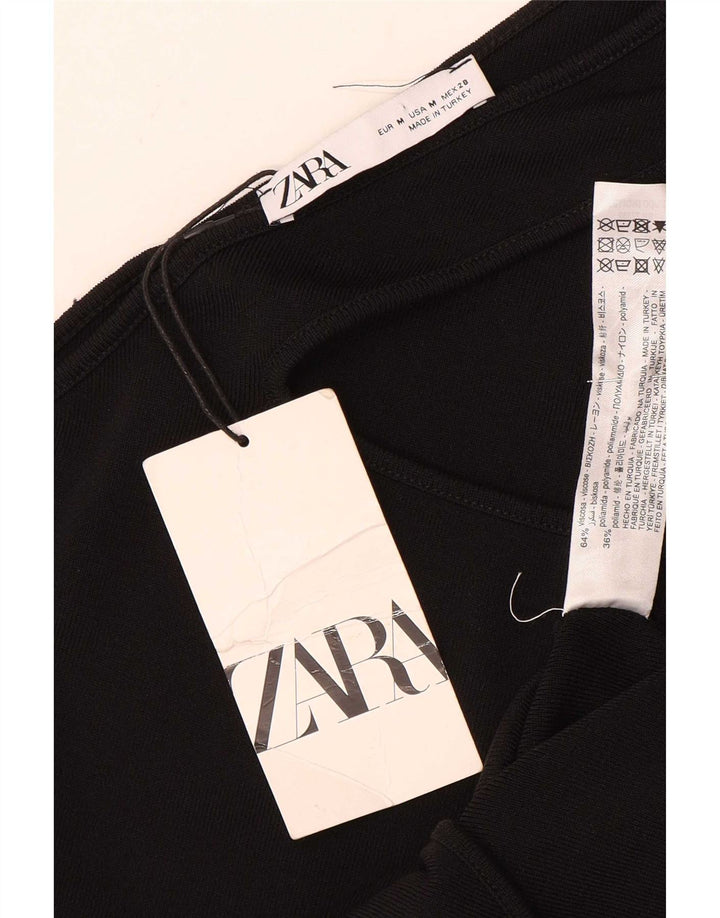 Damskie body na jedno ramię Zara UK 12, średnia czarna wiskoza