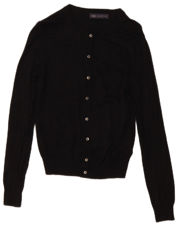 Marks & Spencer Damski sweter typu Crop Cardigan UK 10 Small, czarna wiskoza