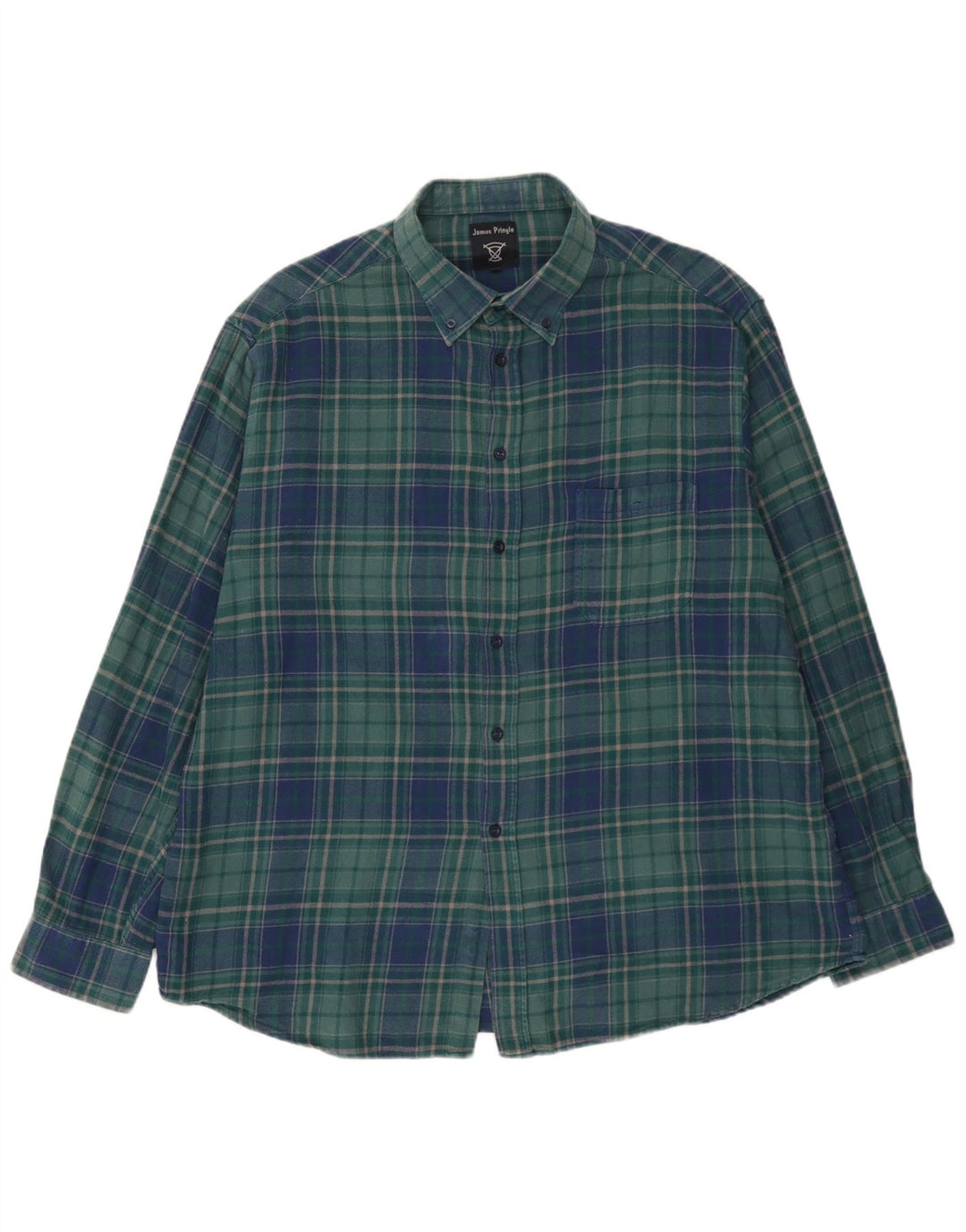 Męska koszula flanelowa James Pringle 2XL, bawełniana w zieloną kratkę