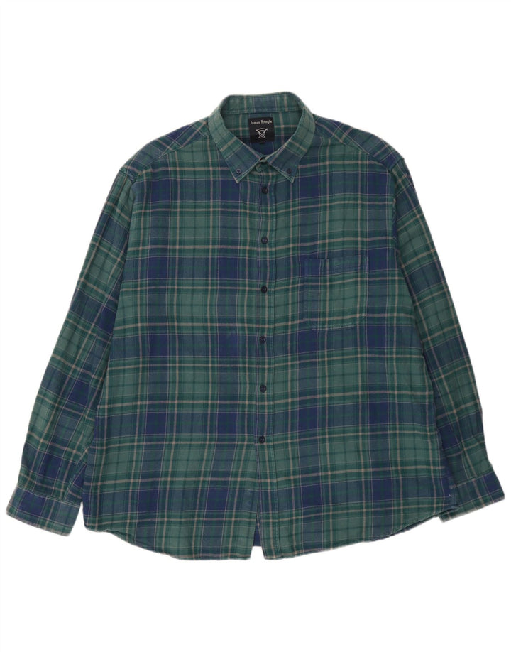 Męska koszula flanelowa James Pringle 2XL, bawełniana w zieloną kratkę