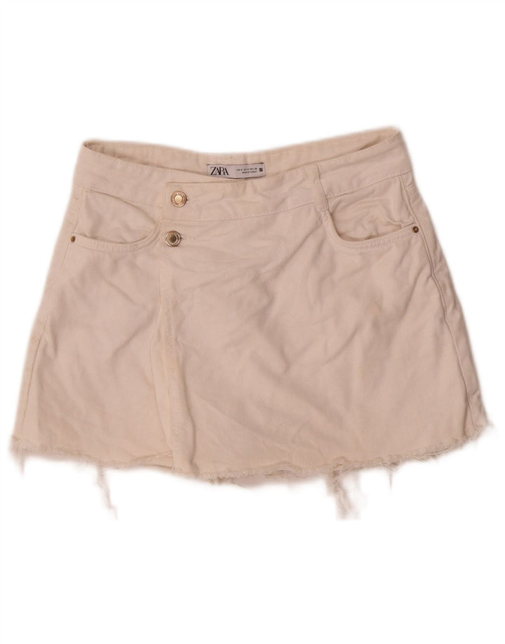 Damskie spodenki jeansowe Zara, małe W26, biała bawełna