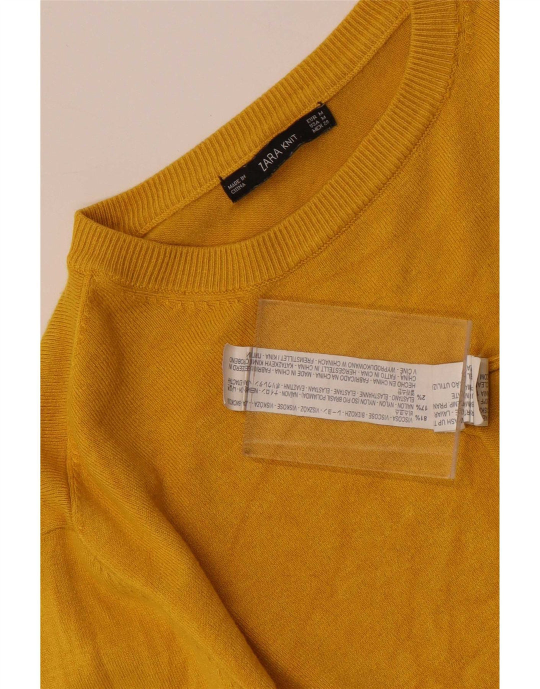 Damski sweter z okrągłym dekoltem Zara UK 12 Średni żółty wiskoza
