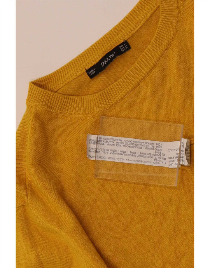Damski sweter z okrągłym dekoltem Zara UK 12 Średni żółty wiskoza