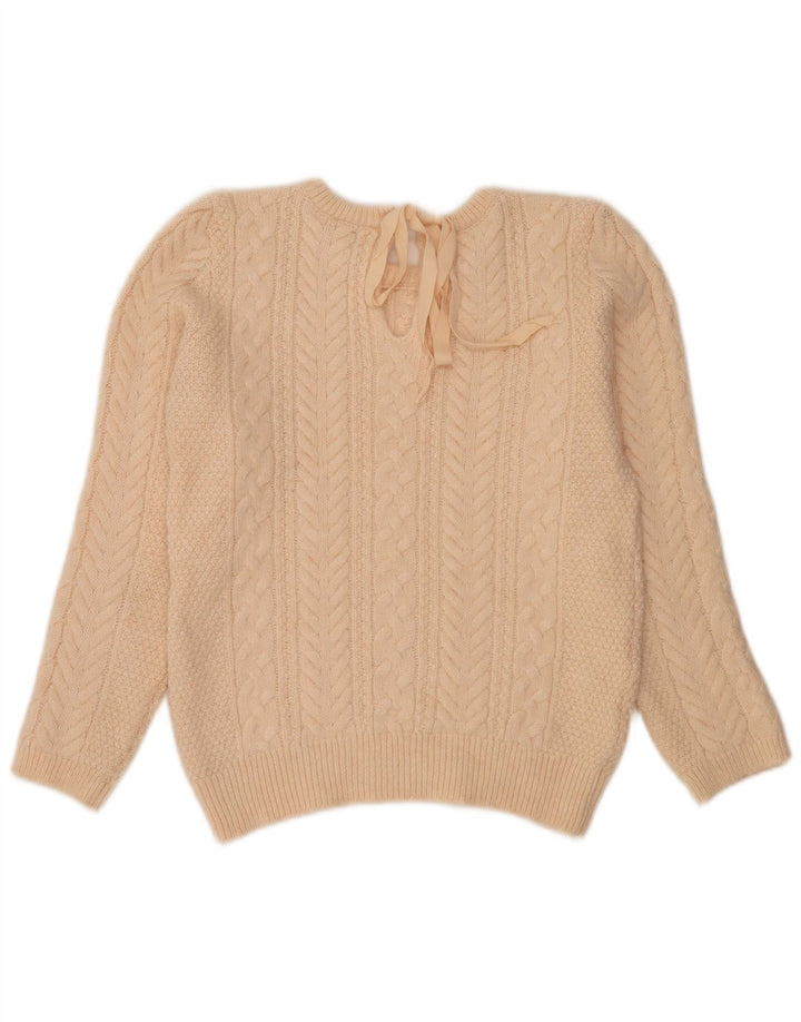 Sweter damski Zara z okrągłym dekoltem UK 16, duży, beżowy, wełniany