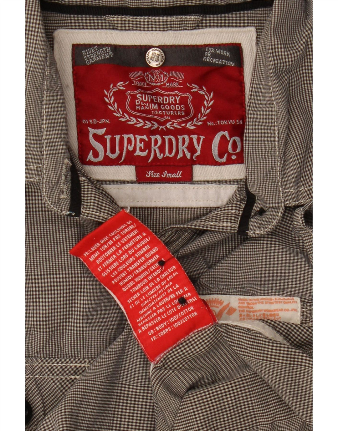 Damska koszula z rękawem 3/4 Superdry, UK 10, mała, szara, bawełniana w pepitkę
