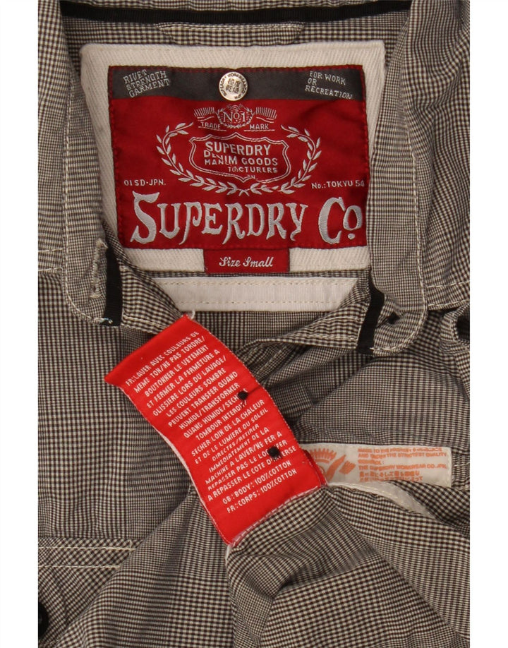 Damska koszula z rękawem 3/4 Superdry, UK 10, mała, szara, bawełniana w pepitkę