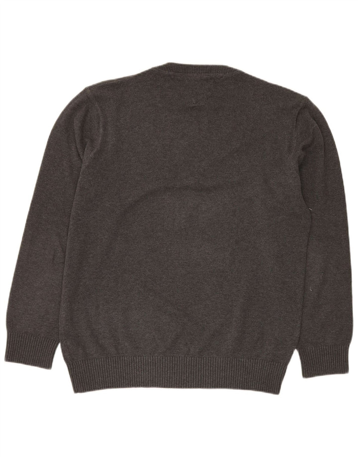 Męski sweter z okrągłym dekoltem TOMMY HILFIGER, duży, szary, bawełniany