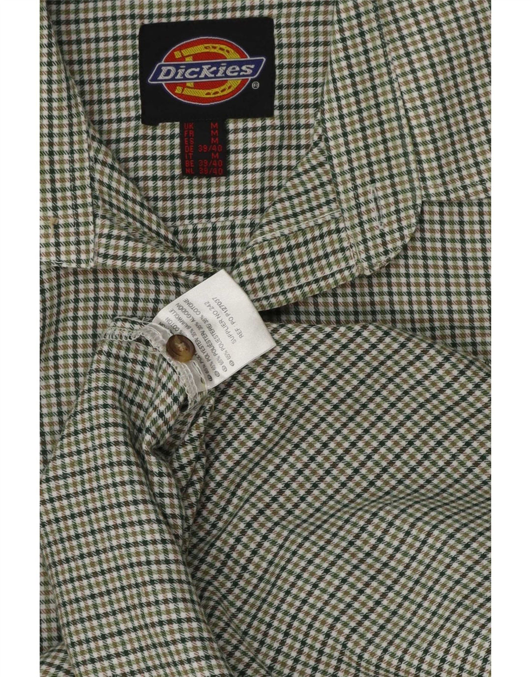 Koszula męska Dickies, poliester w pepitkę, średni zielony
