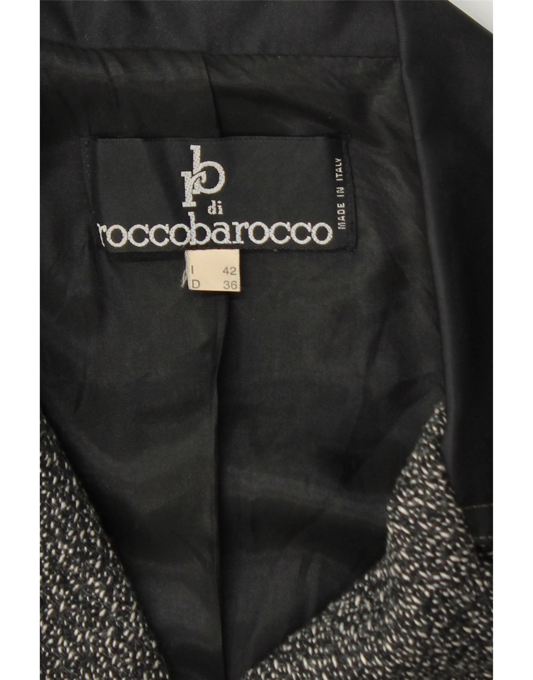 Płaszcz damski ROCCOBAROCCO IT 42 Średniej czarnej wełnianej cętkowanej