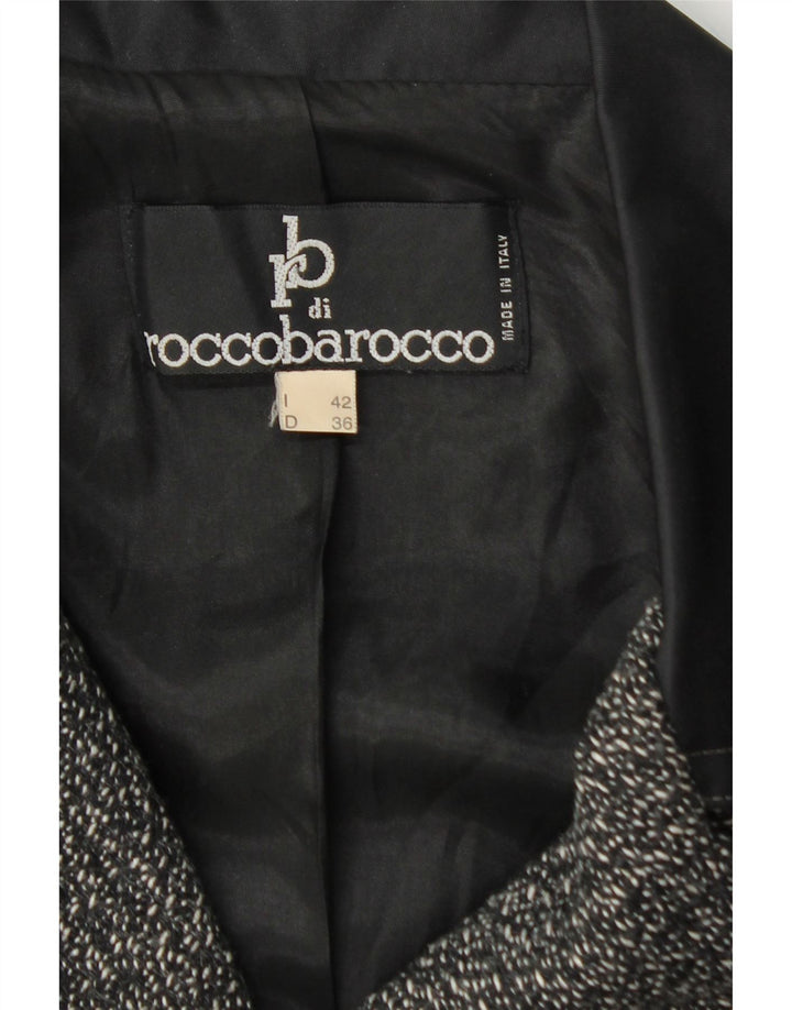 Płaszcz damski ROCCOBAROCCO IT 42 Średniej czarnej wełnianej cętkowanej