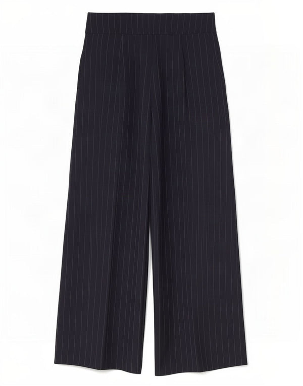 Van Heusen Womens High Waist Cropped Trousers W28 L24 Navy Blue Pinstripe