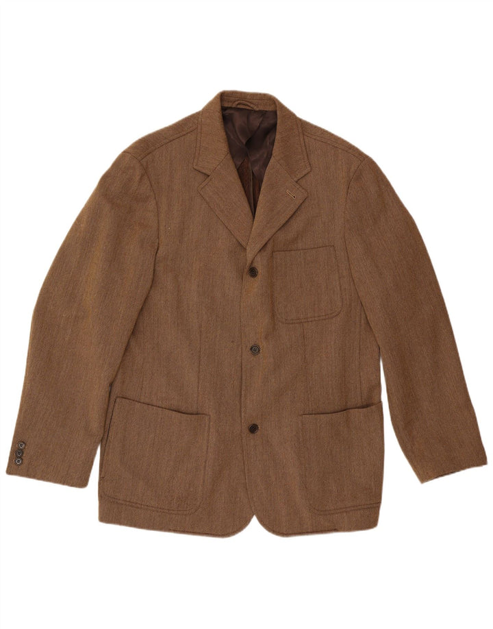 Luciano Barbera Męska marynarka zapinana na 3 guziki IT 54 2XL Brązowa wełniana klasyczna