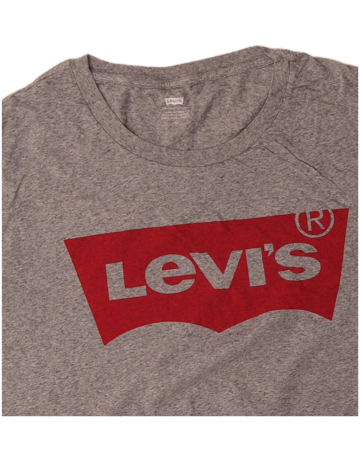Damska koszulka z grafiką LEVI'S Top UK 22 3XL Szara bawełna z plamkami