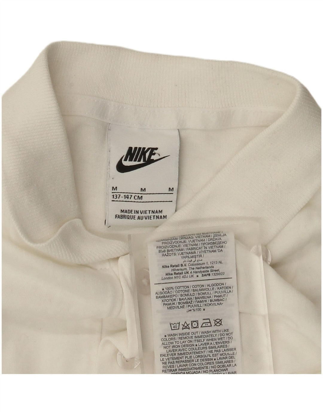 Chłopięca koszulka polo Nike 10-11 lat, średnia biała bawełna