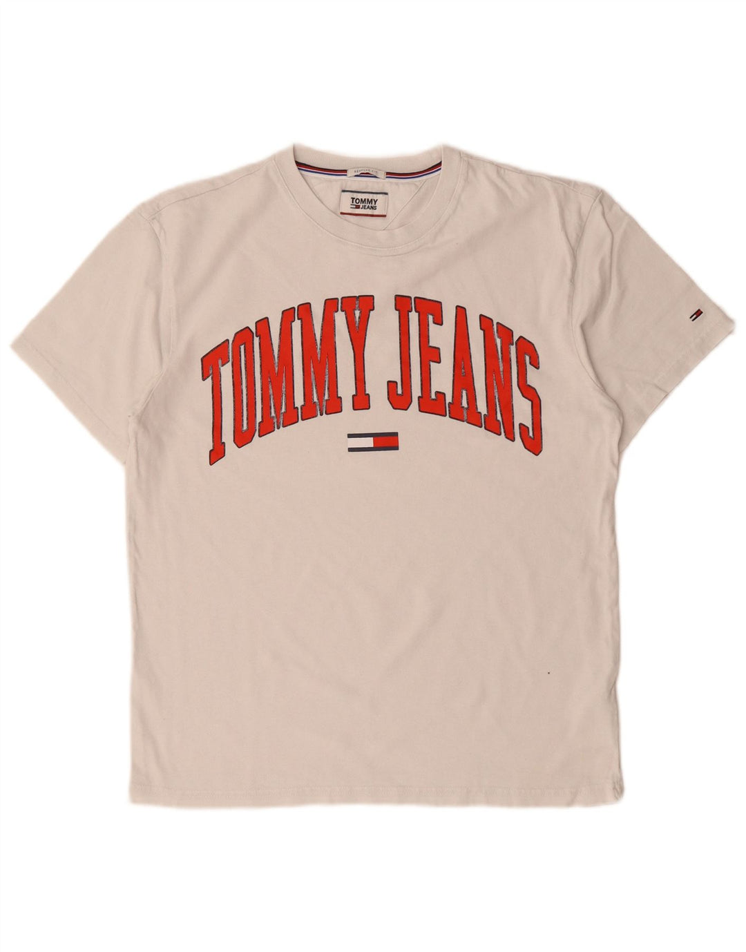Męska koszulka Tommy Hilfiger o regularnym kroju z grafiką, średnia biała bawełna