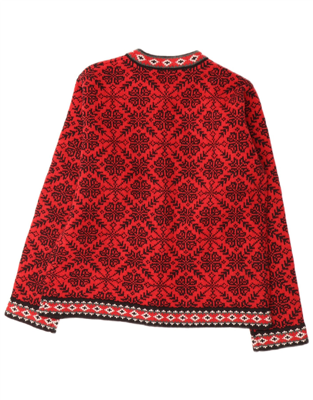 Sweter damski L.L.Bean UK 14 Średni czerwony Fair Isle Wool