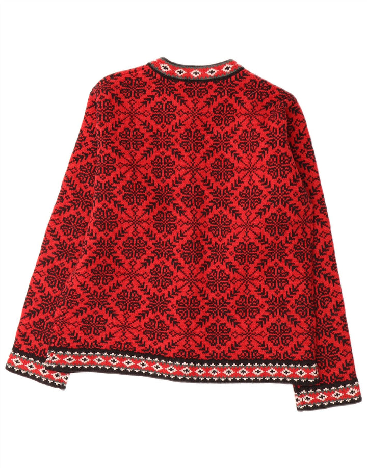 Sweter damski L.L.Bean UK 14 Średni czerwony Fair Isle Wool