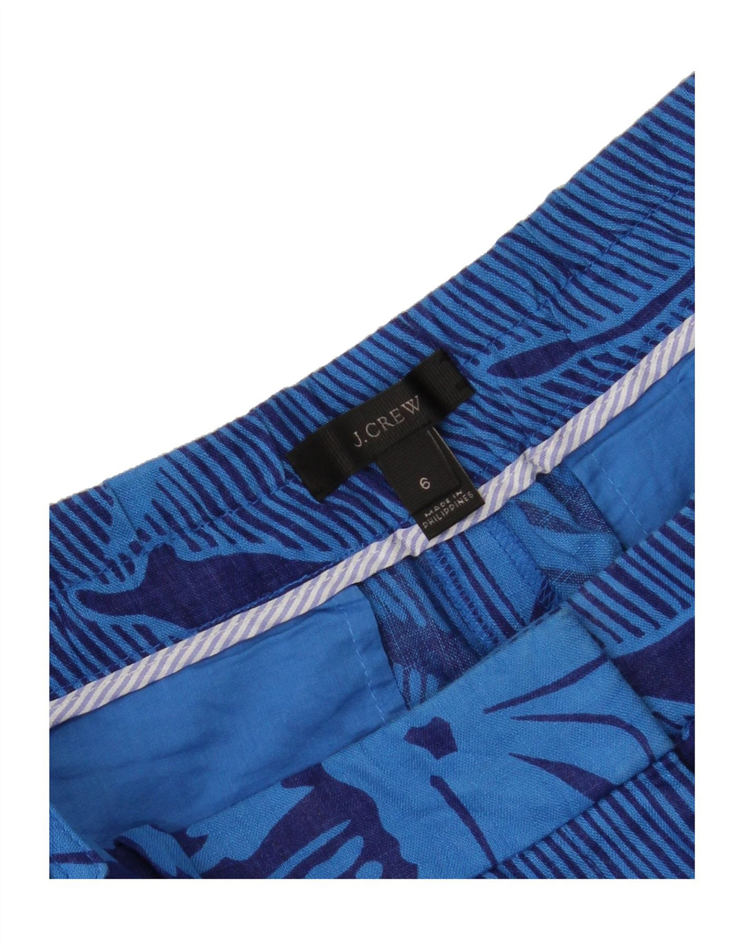 J. CREW Womens Chino Shorts US 6 Medium W34 Blue Striped Linen Vintage J. Crew and Second-Hand J. Crew from Messina Hembry 