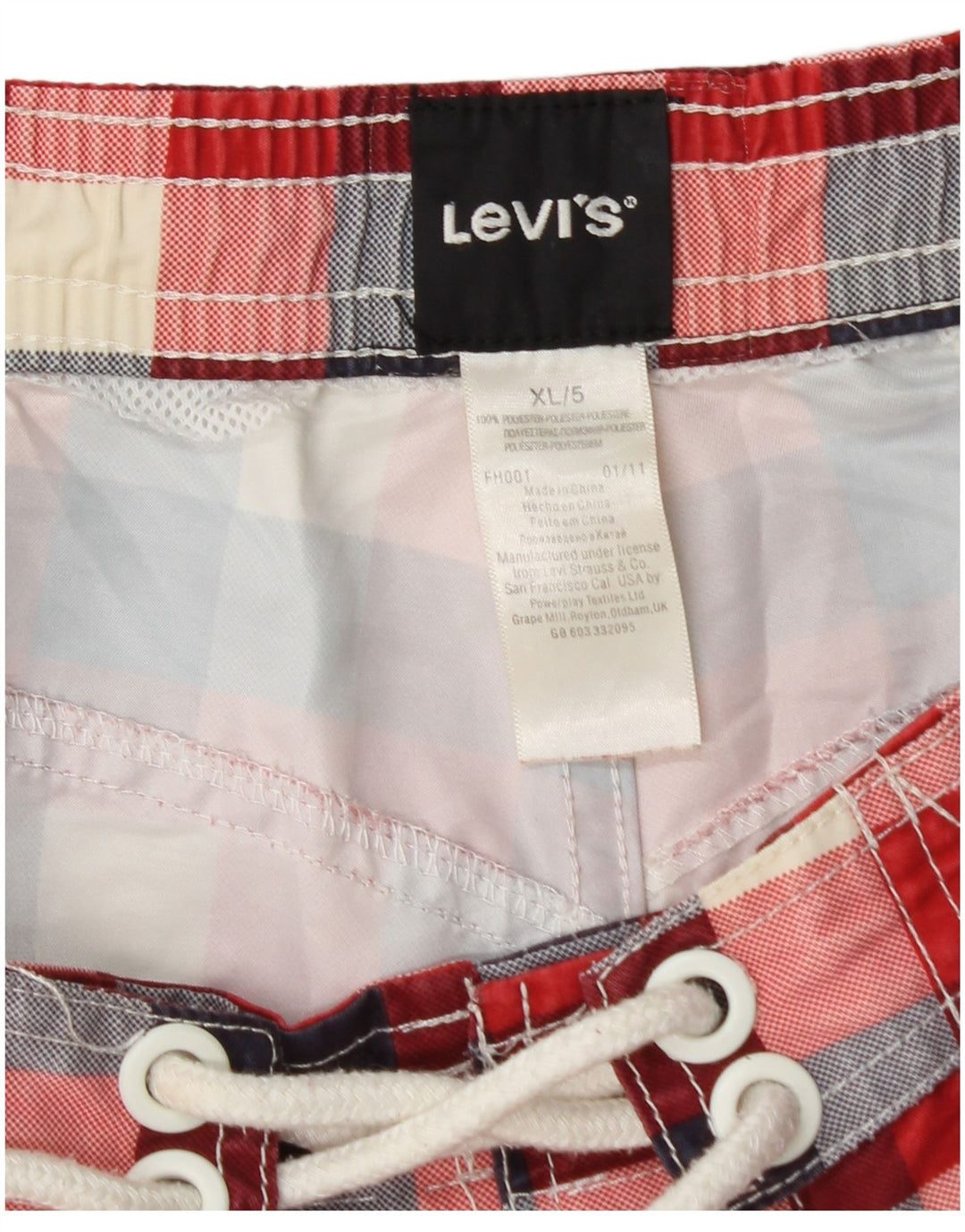Męskie spodenki kąpielowe Levi's XL, poliester w czerwoną kratę