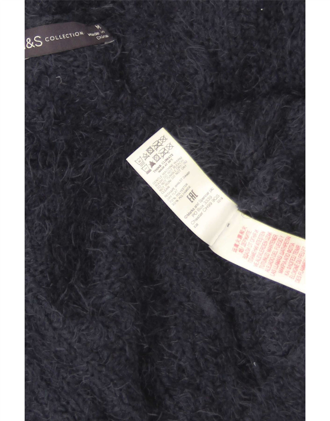 Marks & Spencer Damski sweter kardigan UK 14, średni granatowy poliester
