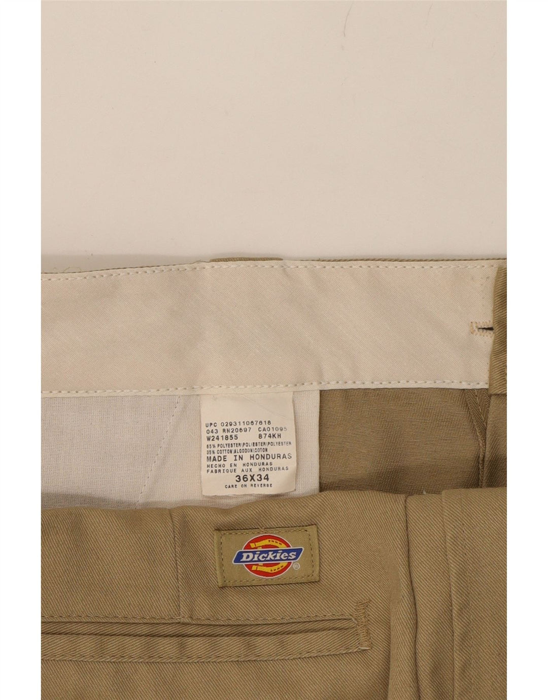 DICKIES Mens Straight Chino Trousers W36 L31 Beige Polyester Vintage Dickies and Second-Hand Dickies from Messina Hembry 