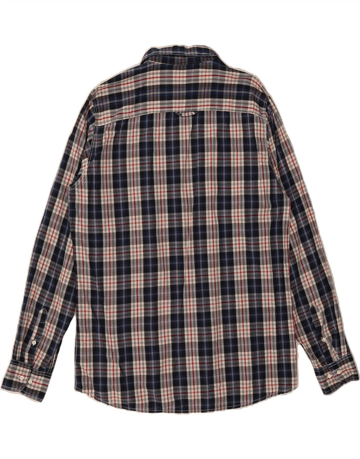 BRUGI Mens Regular Fit Flannel Shirt 2XL Navy Blue Check Cotton Vintage Brugi and Second-Hand Brugi from Messina Hembry 