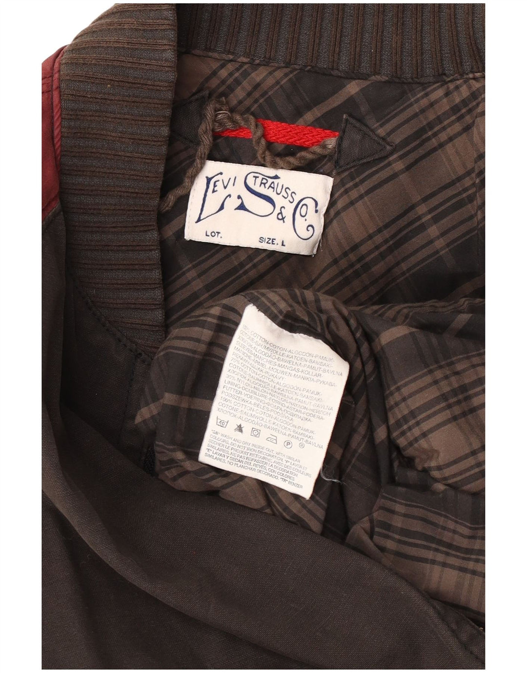 Męska kurtka bomberka LEVI'S UK 40, duża, brązowa, bawełniana w bloki kolorów