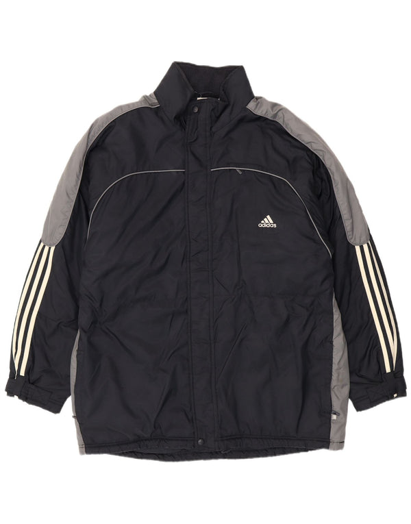Adidas Męski płaszcz wiatrówkowy UK 44/46 Duży granatowy poliamid z blokami kolorów