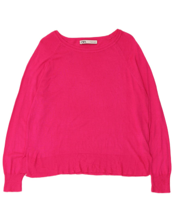 Sweter damski Zara z dekoltem w łódkę UK 10 Small Pink wiskoza