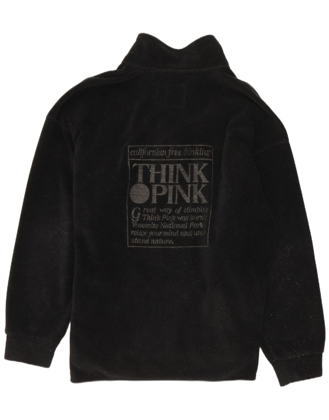 Think Pink Męski, graficzny sweter polarowy z zamkiem błyskawicznym, duży, czarny poliester